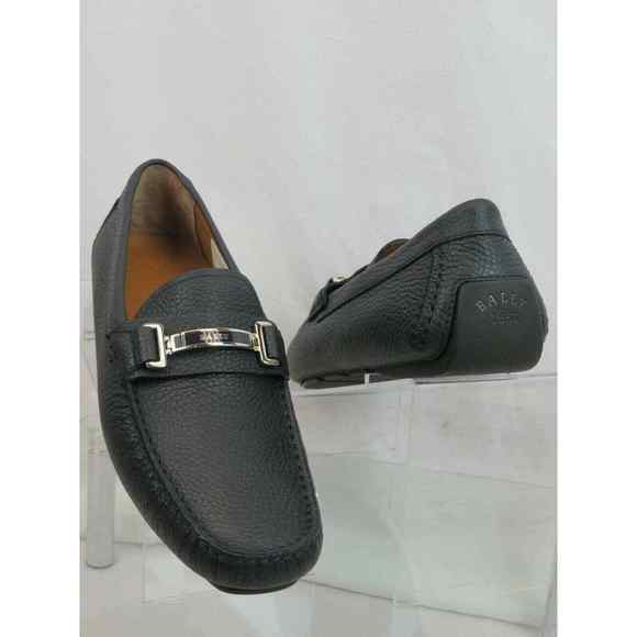 NIB BALLY DRULIO NAVY GRAINED LEATHER METAL LOGO DRIVING LOAFERS US 11.5 ITALY main image 5